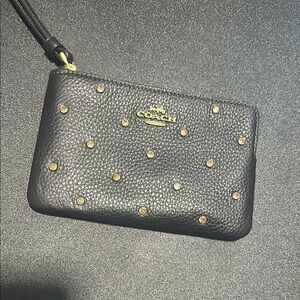 Coach Black Wristlet with Gold Accents
